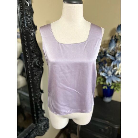 Maria Pinto Lavender Silk Shirt Set with Shell & Shrug Size Medium - Picture 3 of 4